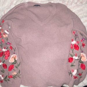 Floral Sleeve Oversized Sweater